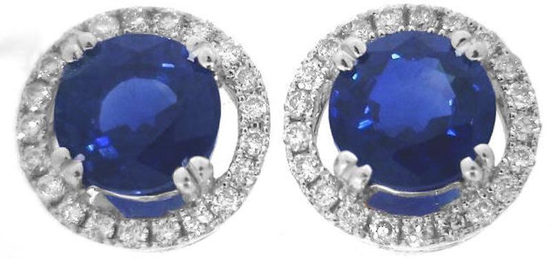 Natural blue sapphire ring in 14k white gold