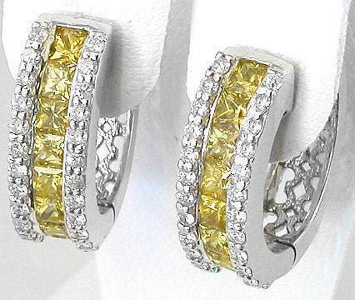 Princess cut natural yellow sapphire ring in 14k white gold