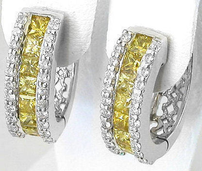 Princess cut natural yellow sapphire ring in 14k white gold