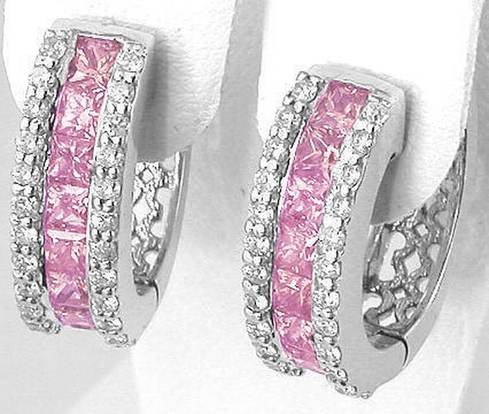 Princess cut natural pink sapphire ring in 14k white gold