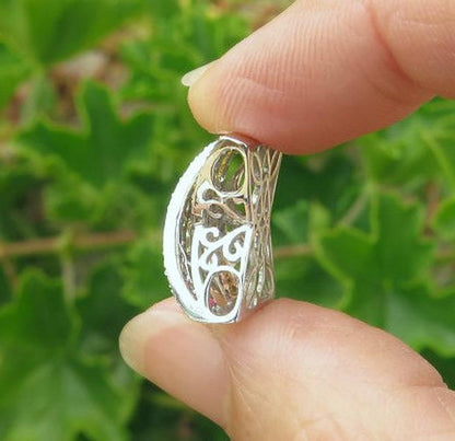 Genuine Yellow Sapphire Fashion Pendant with Diamonds in solid 14k white gold