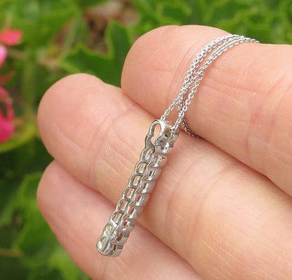 Rainbow Natural Sapphire Line Pendant in 14k white gold with 16 inch white gold chain