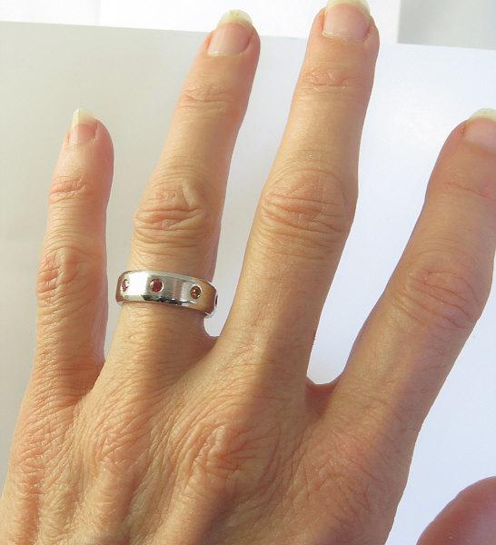 Burnished Natural Rainbow Sapphire Eternity Band Ring in  14k white gold