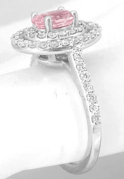 Natural Light Peachy Pink Sapphire Ring in White Gold
