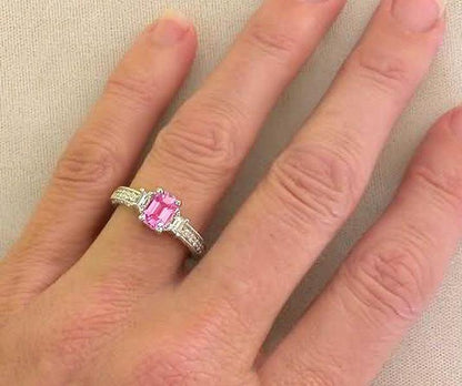 White gold Pink Sapphire and Diamond Ring