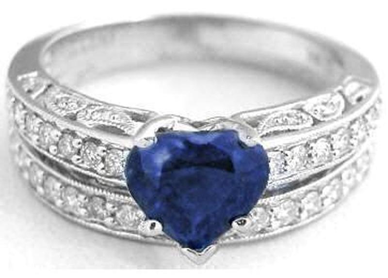 Heart Sapphire Engagement Set