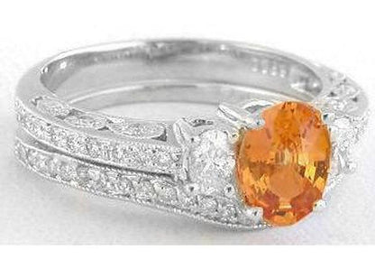 Orange Sapphire Wedding Rings