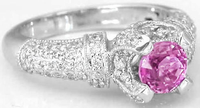 Pink Sapphire Pave Diamond Ring