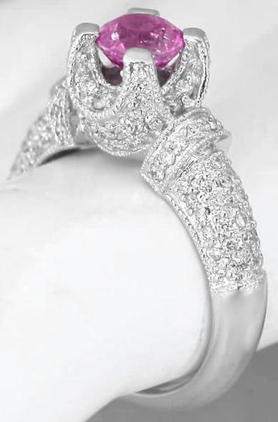 Pink Sapphire Diamond Ring