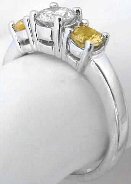 Diamond Engagement Ring with Yellow Sapphires