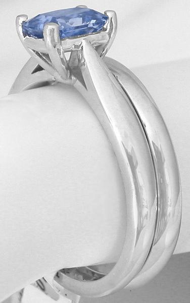 Sapphire Solitaire Engagement Ring and Wedding Band