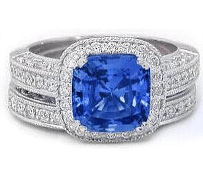 Sapphire and Diamond Engagement Ring in 14k white gold