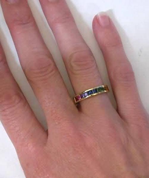 Rainbow Sapphire Anniversary Bands