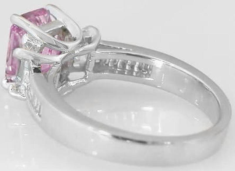 Back View of Custom Natural Cushion Cut Pink Sapphire Engagement Rings in platinum