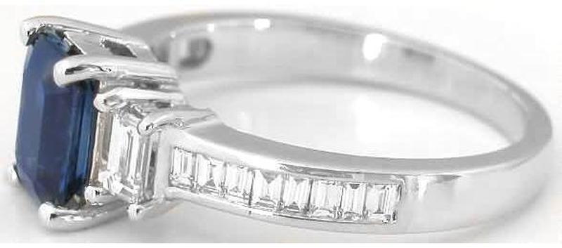Sapphire Diamond Emerald Cut Ring