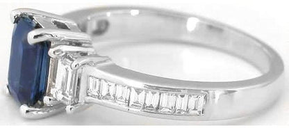 Sapphire Diamond Emerald Cut Ring