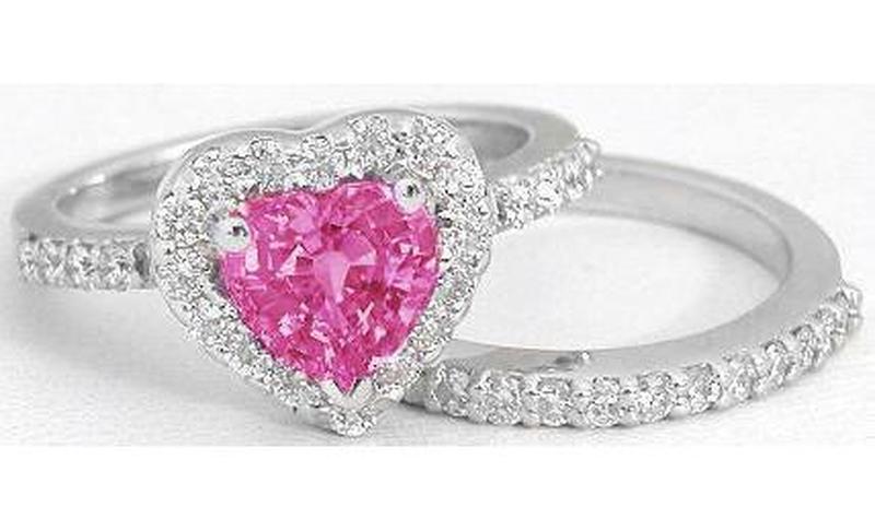 Heart Sapphire Engagement Set