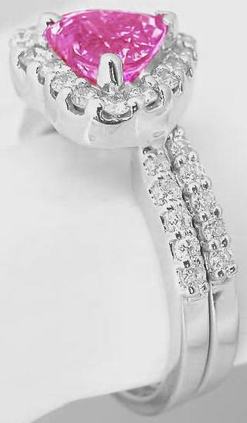 Pink Heart Sapphire Engagement Set