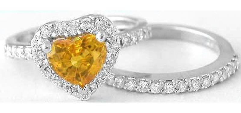 Heart Sapphire Engagement Set