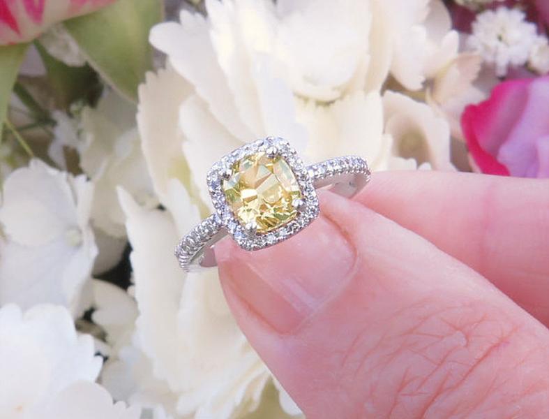 1.92 ctw Ceylon Yellow Sapphire and Diamond Ring in 14k white gold