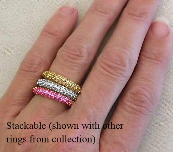 Stackable pave sapphire rings