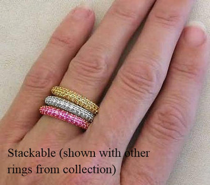 Stackable pave sapphire rings