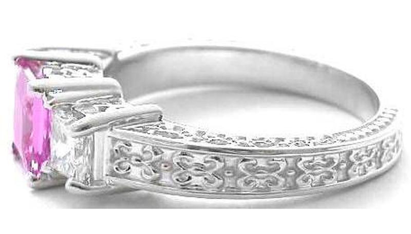 Princess Pink Sapphire Diamond Ring