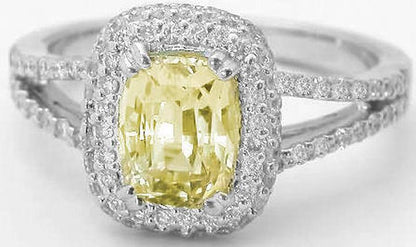Natural yellow sapphire ring in 18k white gold