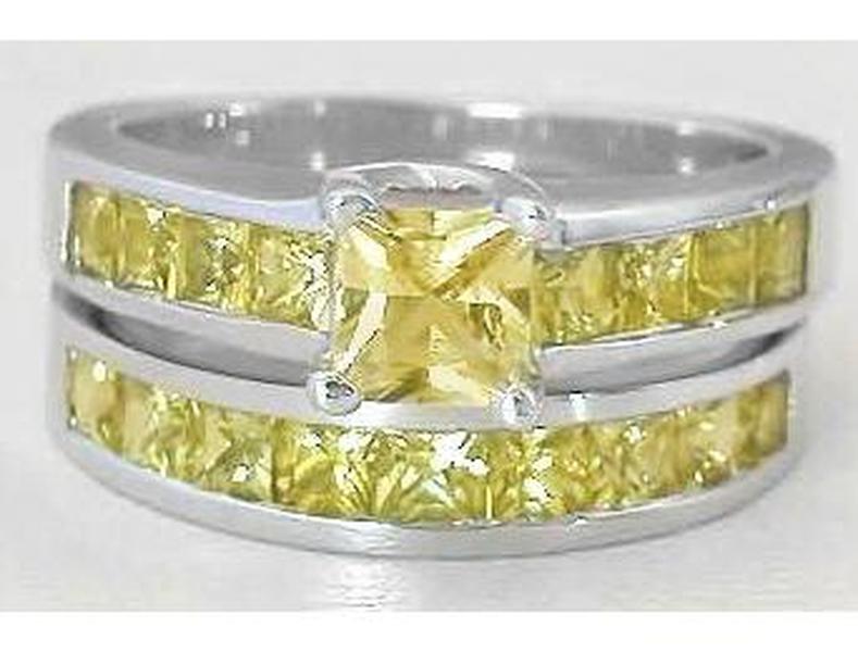 Yellow Sapphire Princess Cut Rings