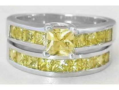 Yellow Sapphire Princess Cut Rings