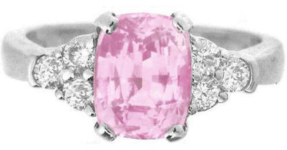 Cushion Cut Ceylon Natural Light Pink Sapphire Engagement Ring in 14k white gold