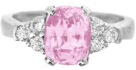 Cushion Cut Ceylon Natural Light Pink Sapphire Engagement Ring in 14k white gold