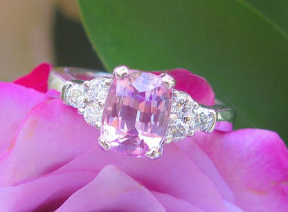2.62 ctw Ceylon Pink Sapphire and Diamond Ring in 14k white gold