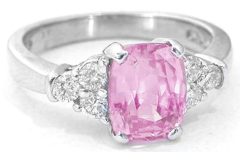 Cushion Cut Ceylon Natural Light Pink Sapphire Engagement Ring in 14k white gold