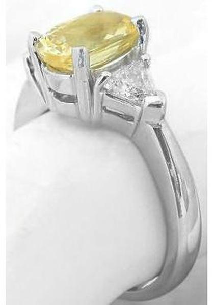yellow sapphire ring with trillion diamonds