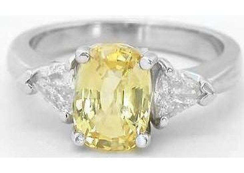 yellow sapphire ring with trillion diamonds