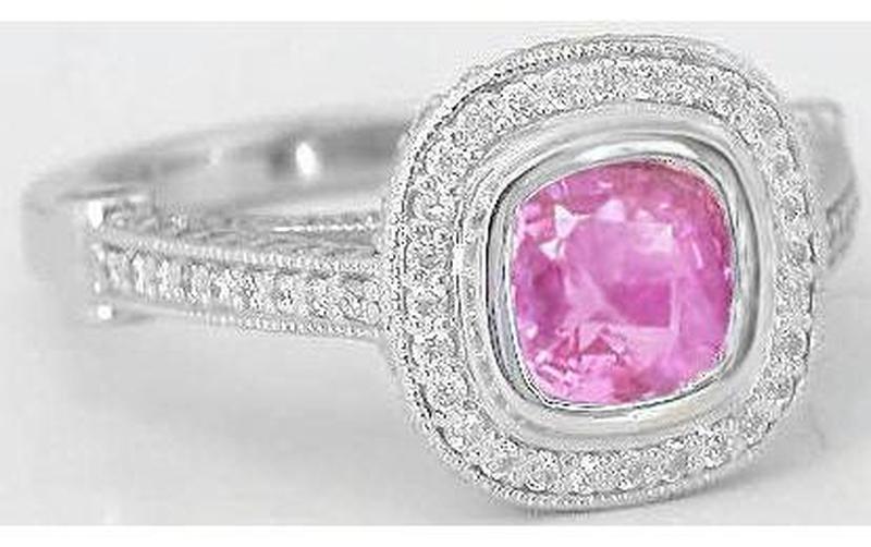Platinum Diamond Pink Sapphire Rings