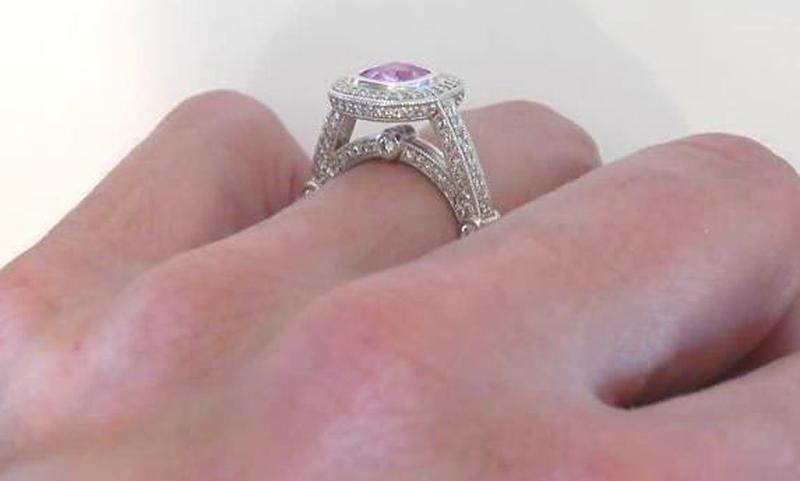 Bezel Pink Sapphire Ring Platinum