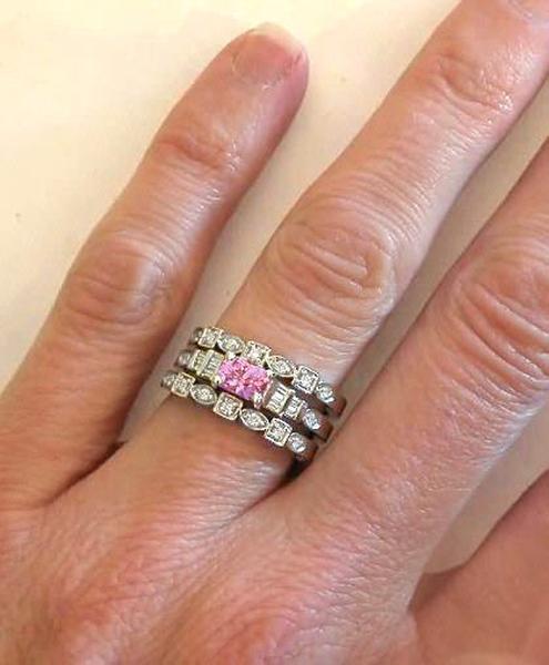 14k white gold Petite Natural Radiant Cut Pink Sapphire Engagement Ring