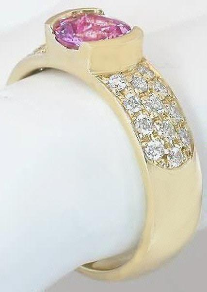 Gold Pink Sapphire Rings with Pave Diamonds