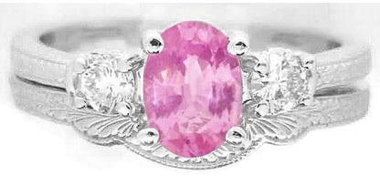 Pink Sapphire Wedding Set