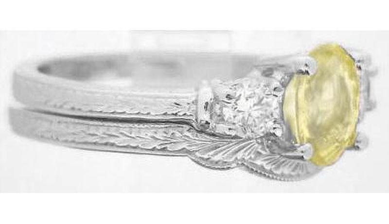 Yellow Sapphire Ring and Wedding Band