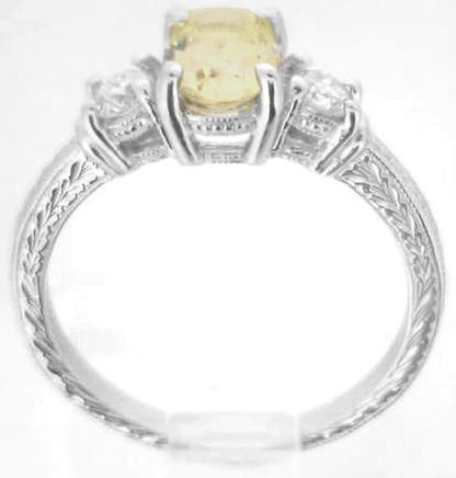 Yellow and White Sapphire 3 stone Ring