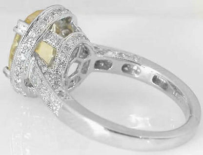Gallery View of Fine Natural Yellow Sapphire Diamond Halo Ring in 14k