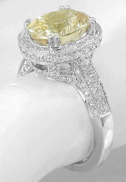 14k white gold 5.36 carat total weight Yellow Sapphire Diamond Engagement Rings