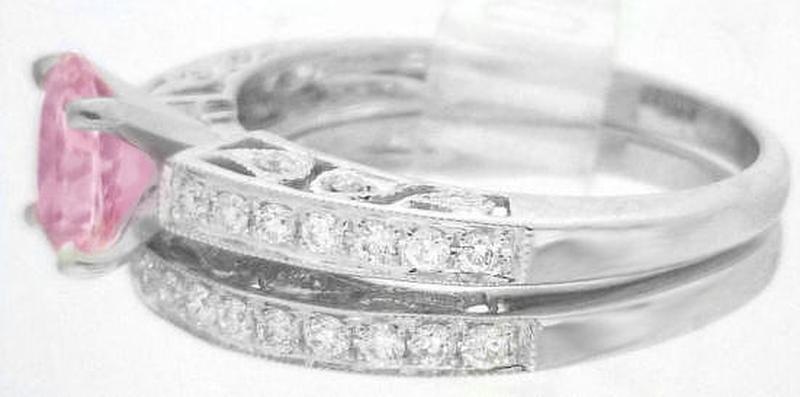Vintage Pink Sapphire Wedding Set