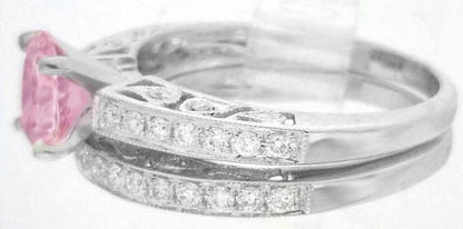Vintage Pink Sapphire Wedding Set