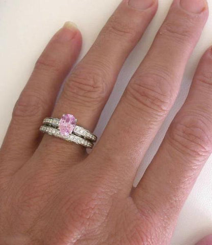 Pink Sapphire Wedding Set