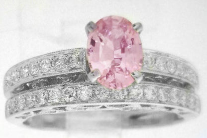 Light Pink Sapphire Engagement ring and Wedding Band