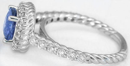 Natural Sapphire Ring in White Gold